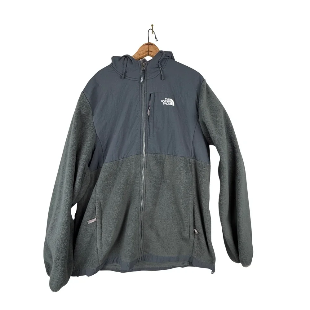 The North Face Denali 2 Polartec Fleece Hoodie Mens XXXL Grey Full Zip Jacket